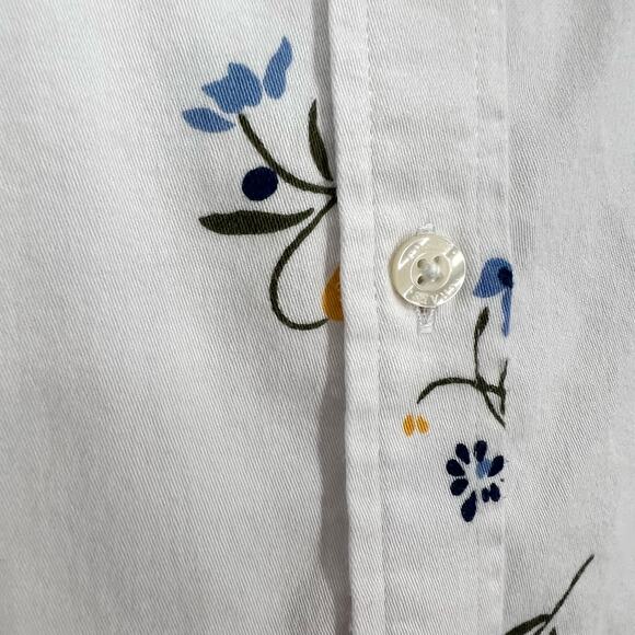 Ralph Lauren Chaps Womens Sz Medium No Iron Soft Flowers White Button Shirt Top - Picture 3 of 10